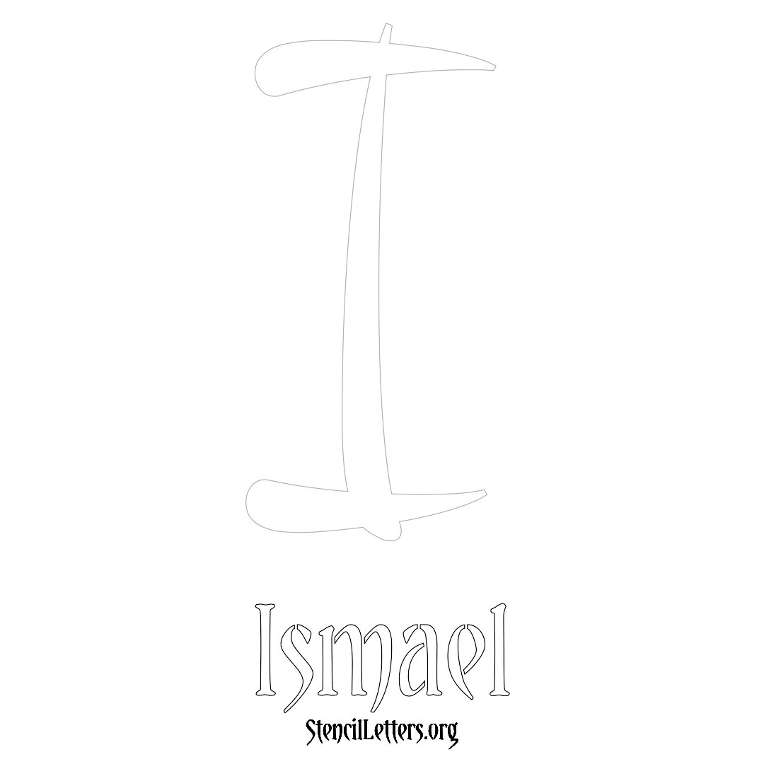 Ismael printable name initial stencil in Vintage Brush Lettering