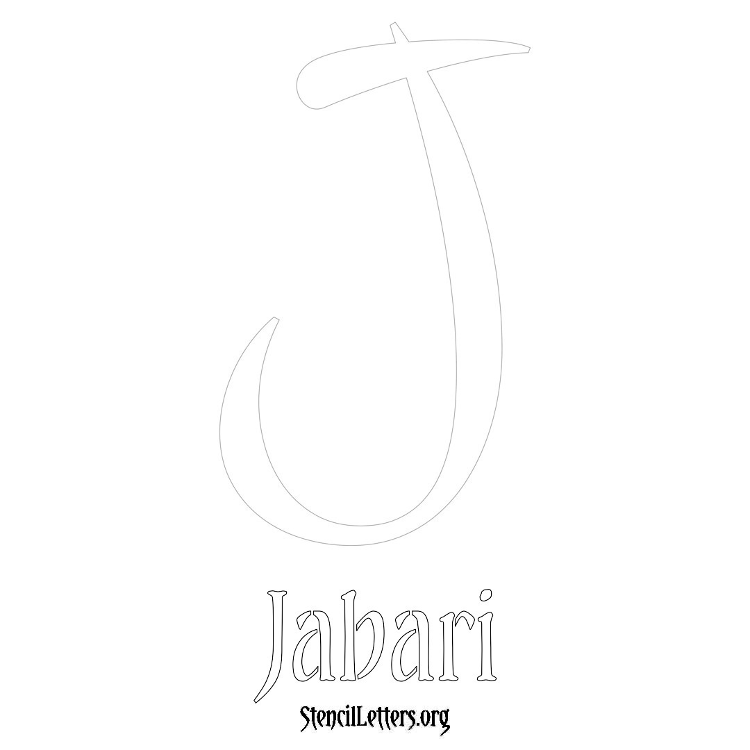 Jabari printable name initial stencil in Vintage Brush Lettering