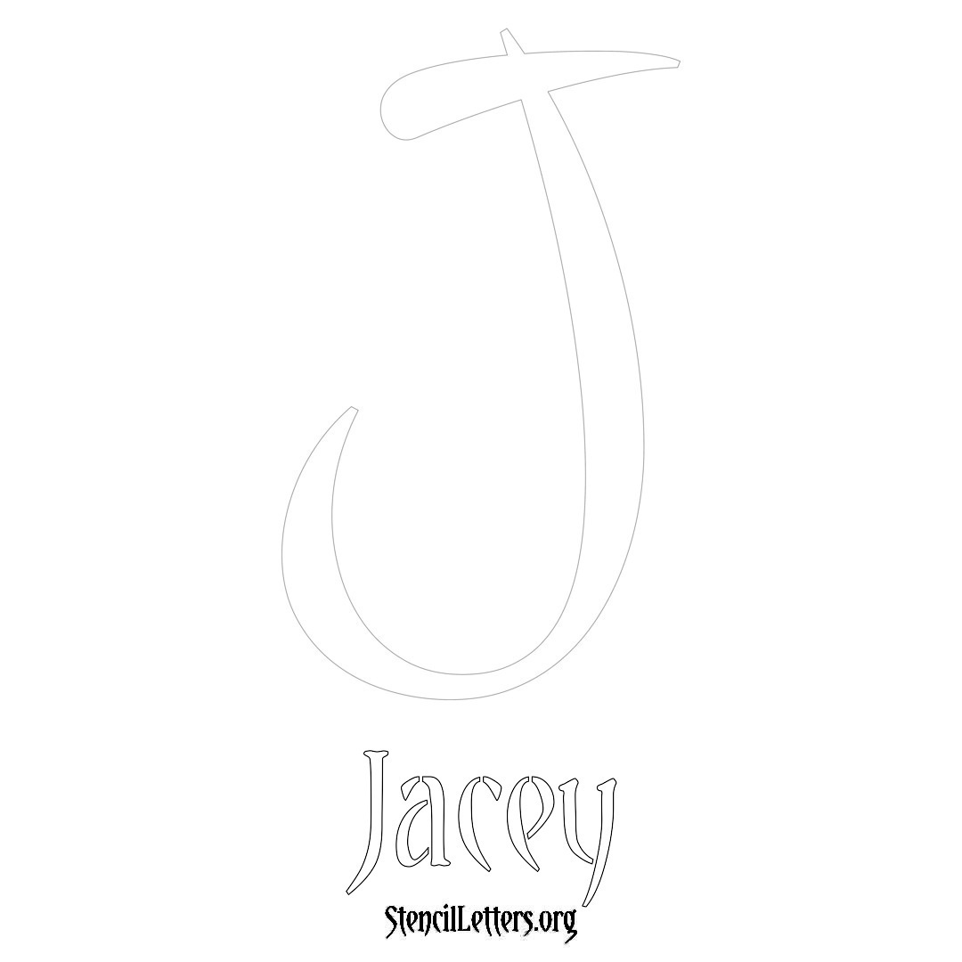 Jacey printable name initial stencil in Vintage Brush Lettering