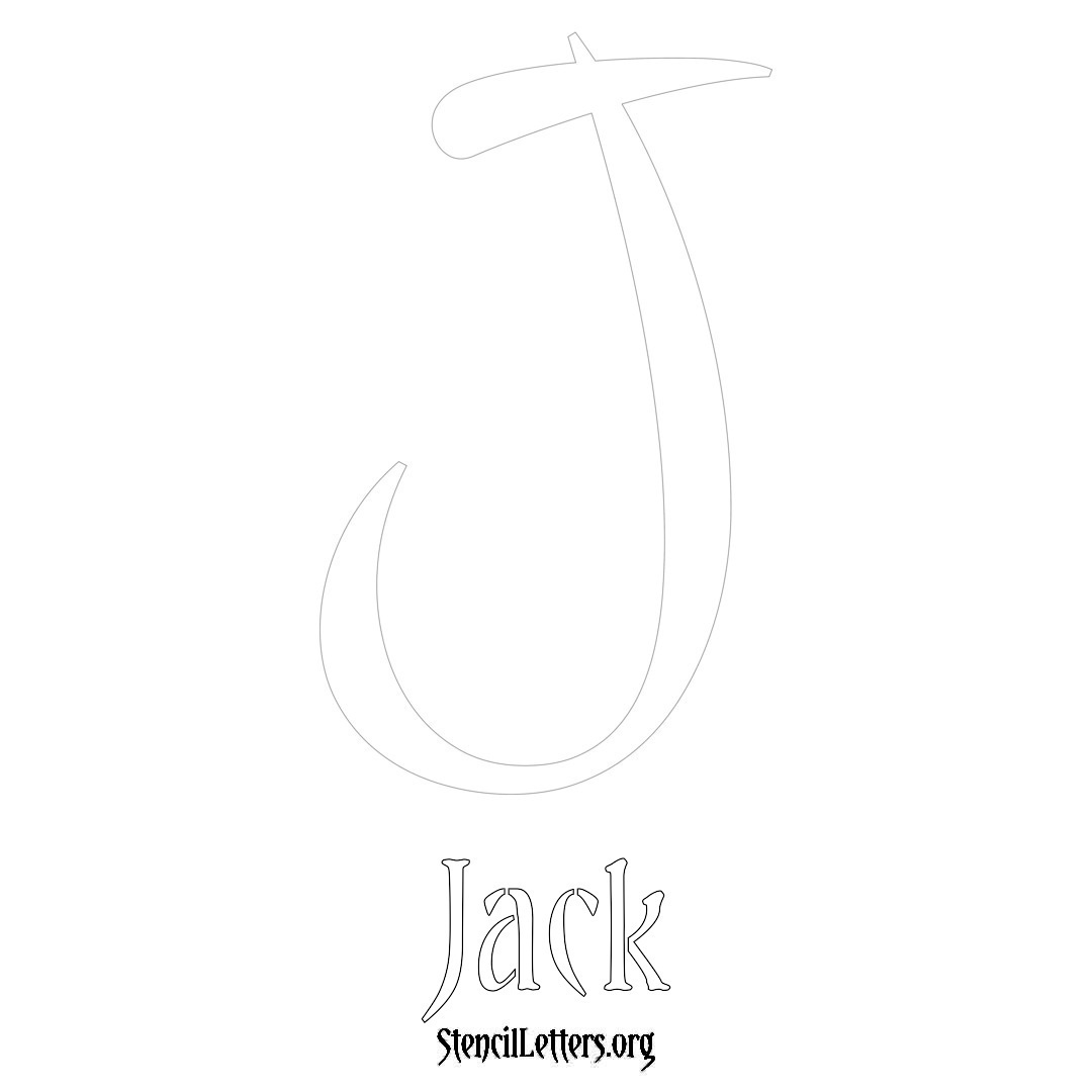 Jack printable name initial stencil in Vintage Brush Lettering