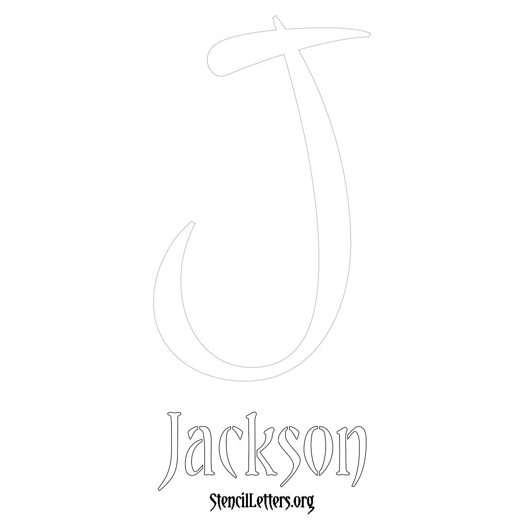 Jackson printable name initial stencil in Vintage Brush Lettering