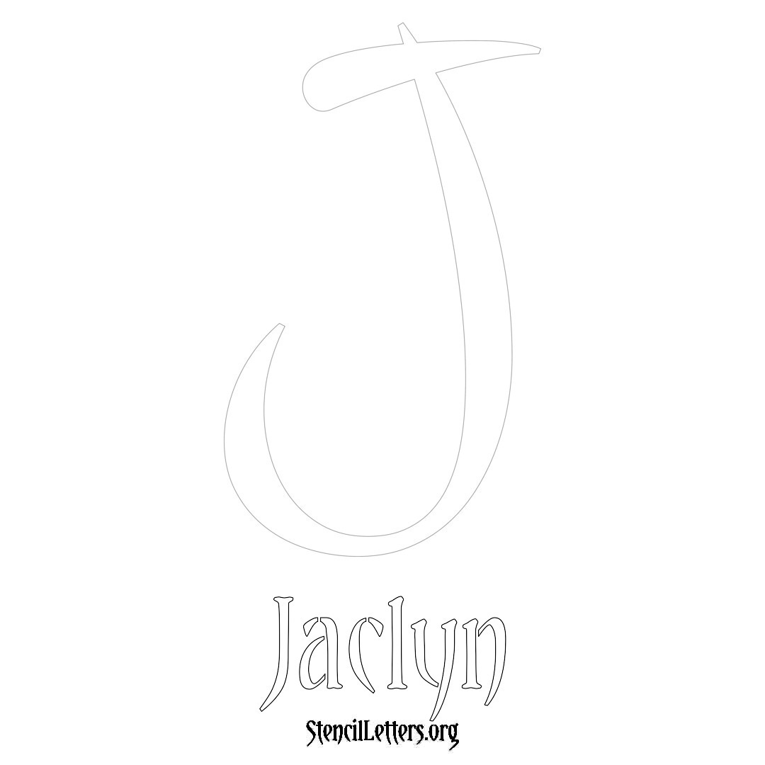 Jaclyn printable name initial stencil in Vintage Brush Lettering