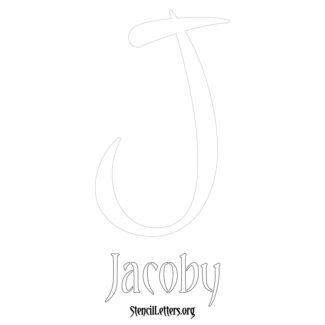 Jacoby printable name initial stencil in Vintage Brush Lettering