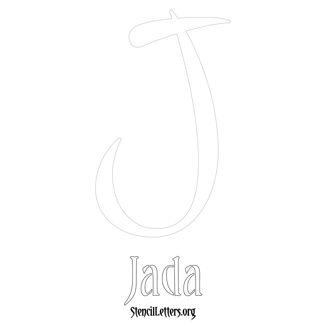 Jada printable name initial stencil in Vintage Brush Lettering