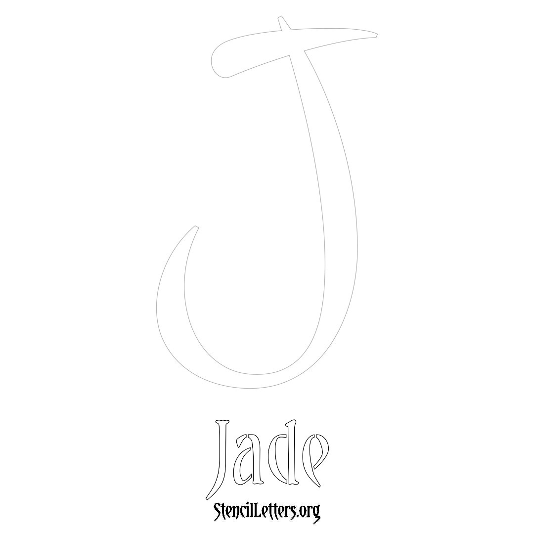 Jade printable name initial stencil in Vintage Brush Lettering