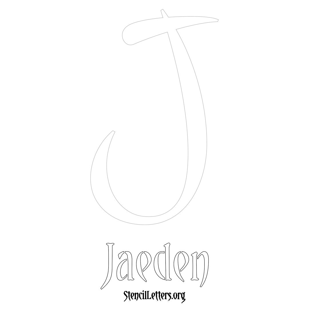 Jaeden printable name initial stencil in Vintage Brush Lettering