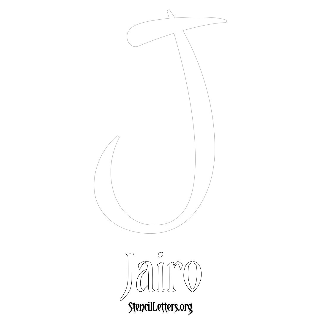 Jairo printable name initial stencil in Vintage Brush Lettering