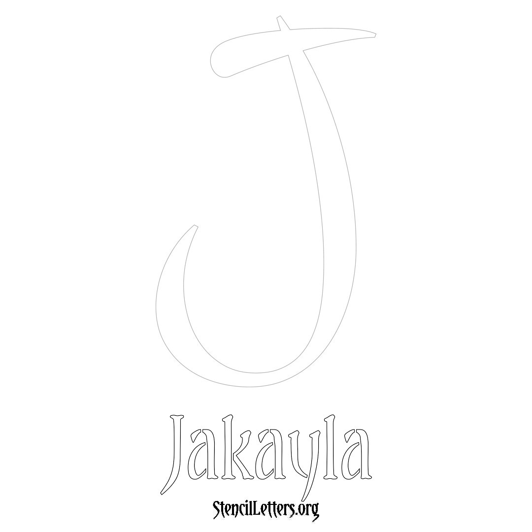 Jakayla printable name initial stencil in Vintage Brush Lettering