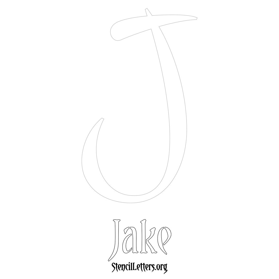 Jake printable name initial stencil in Vintage Brush Lettering