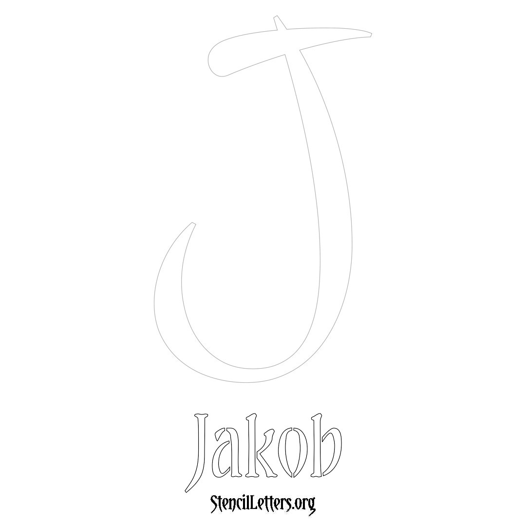 Jakob printable name initial stencil in Vintage Brush Lettering