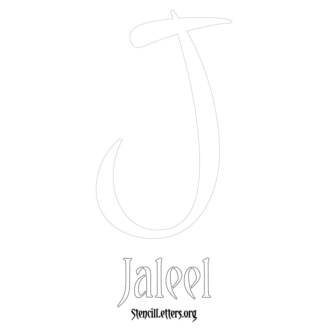 Jaleel printable name initial stencil in Vintage Brush Lettering