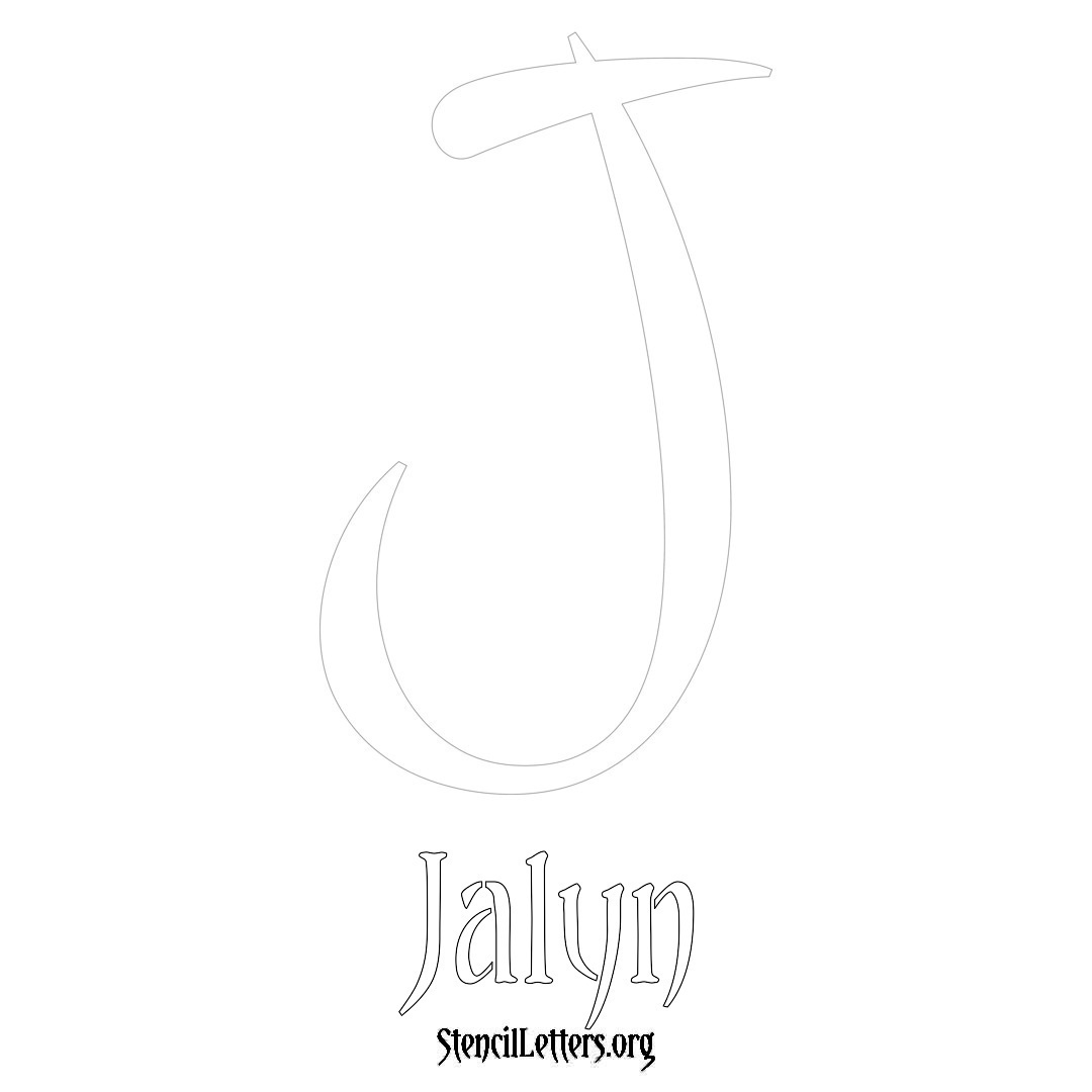 Jalyn printable name initial stencil in Vintage Brush Lettering