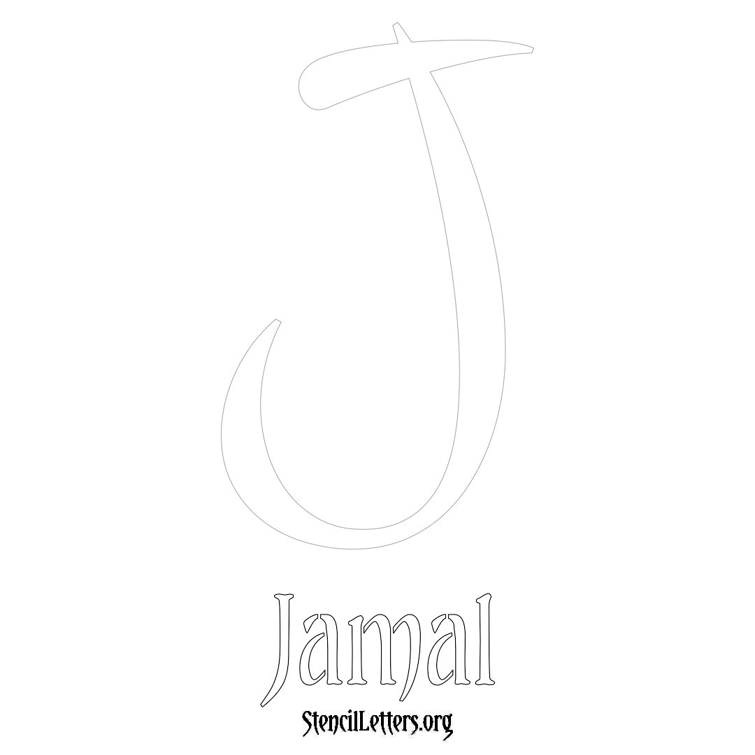 Jamal printable name initial stencil in Vintage Brush Lettering