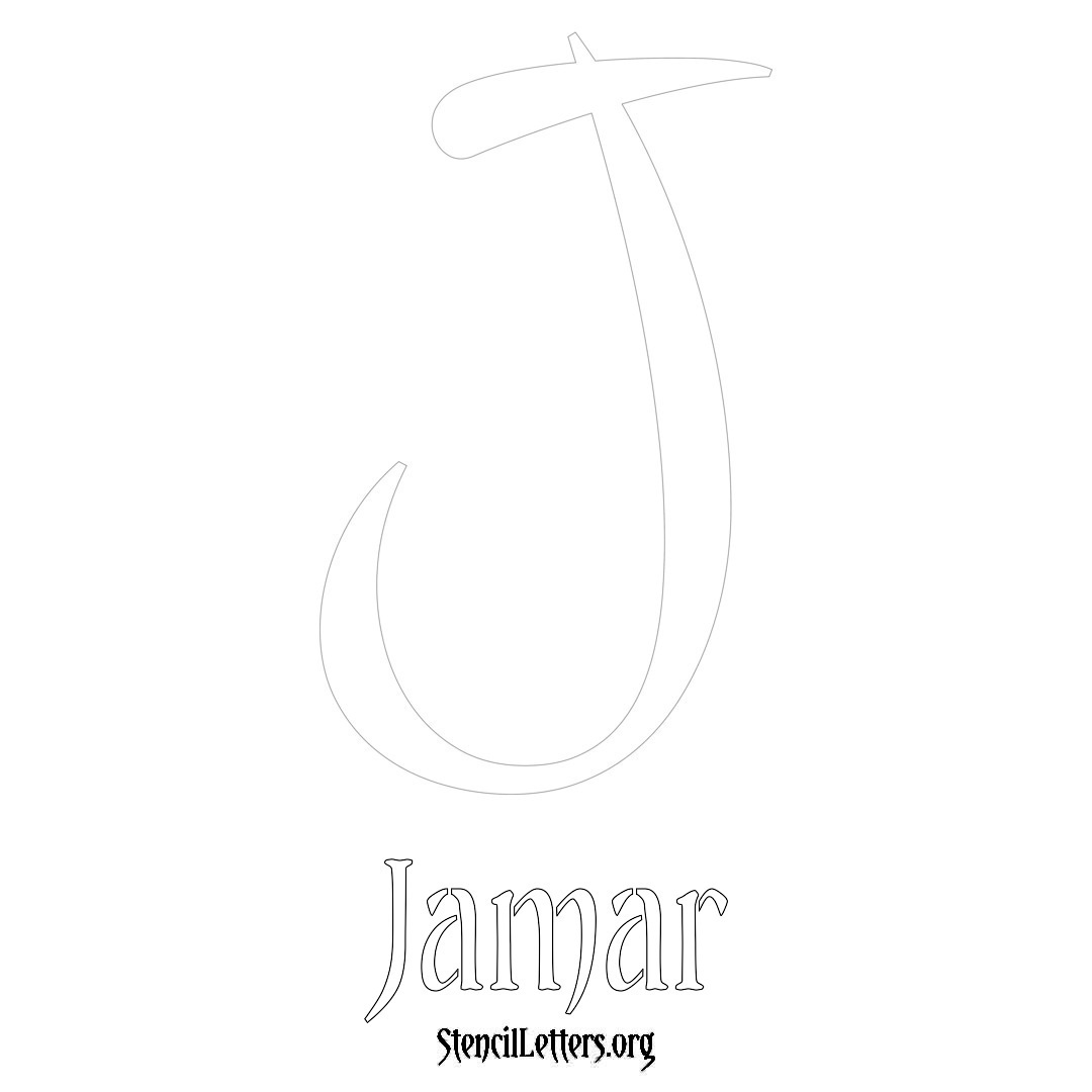 Jamar printable name initial stencil in Vintage Brush Lettering