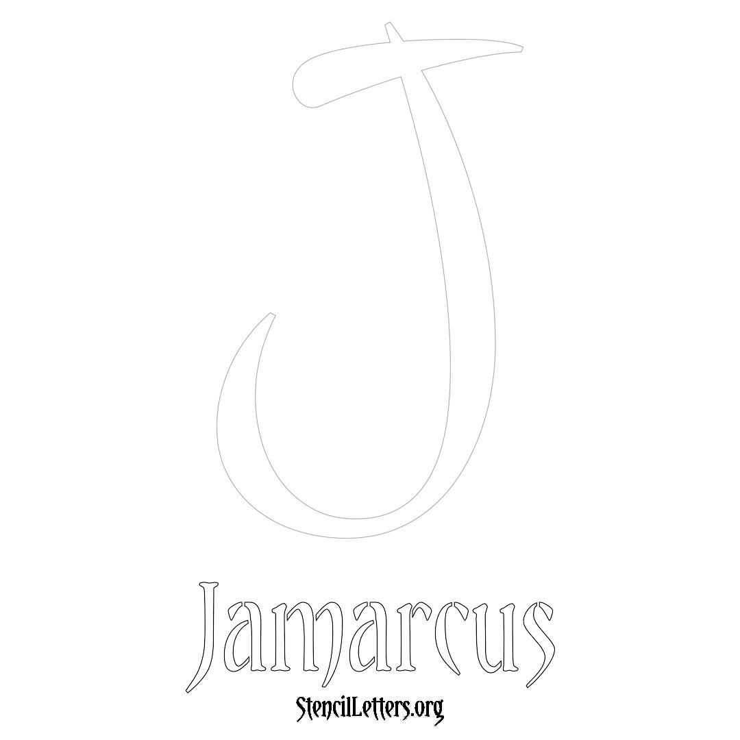 Jamarcus printable name initial stencil in Vintage Brush Lettering