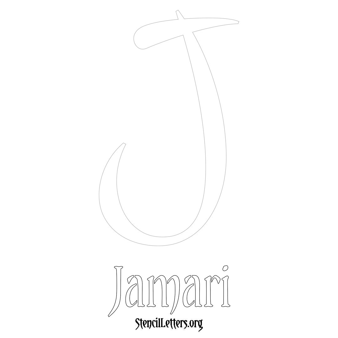 Jamari printable name initial stencil in Vintage Brush Lettering