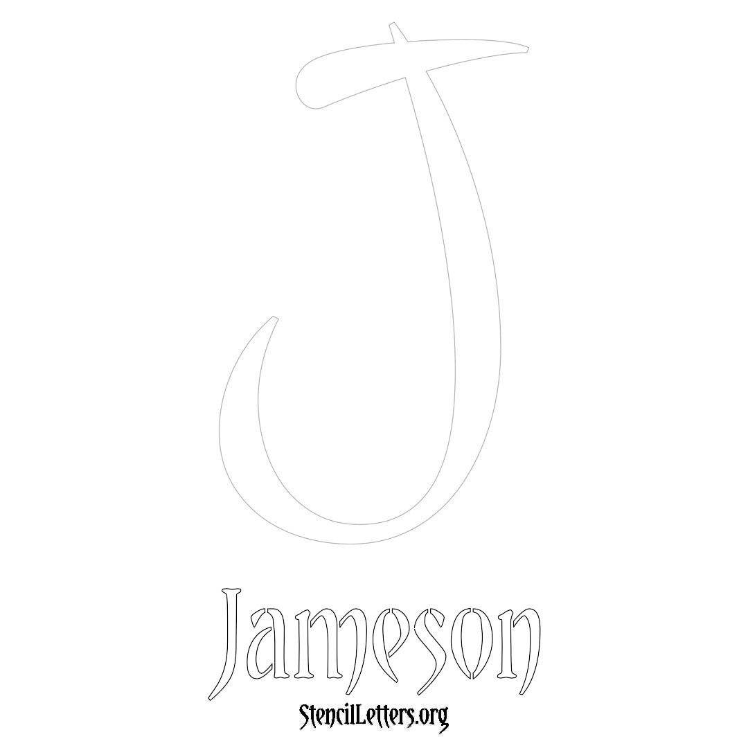Jameson printable name initial stencil in Vintage Brush Lettering