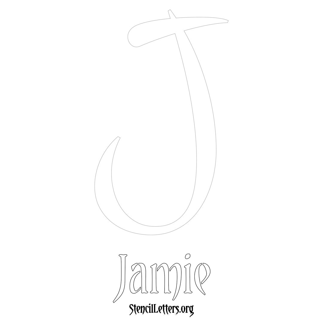 Jamie printable name initial stencil in Vintage Brush Lettering