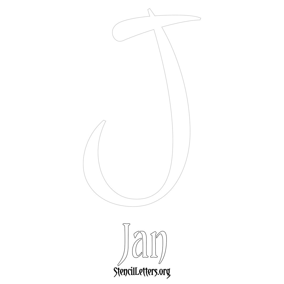 Jan printable name initial stencil in Vintage Brush Lettering