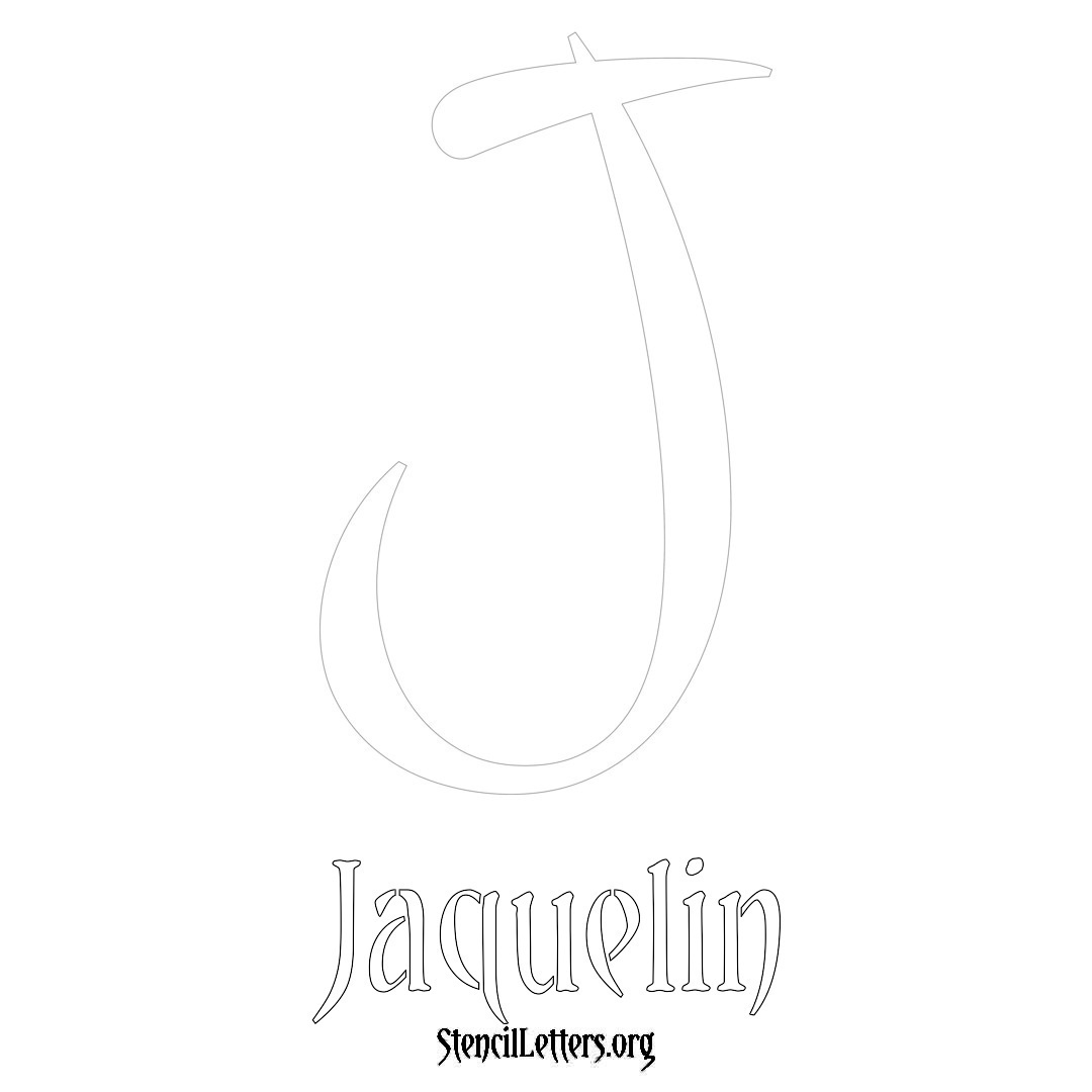 Jaquelin printable name initial stencil in Vintage Brush Lettering