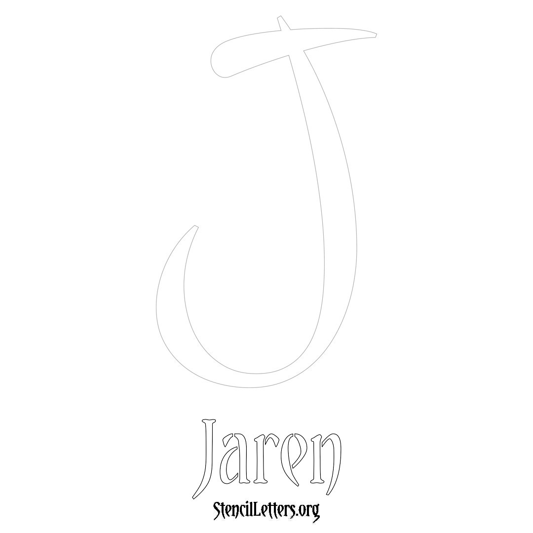 Jaren printable name initial stencil in Vintage Brush Lettering