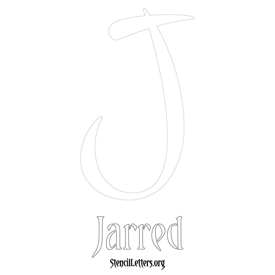 Jarred printable name initial stencil in Vintage Brush Lettering