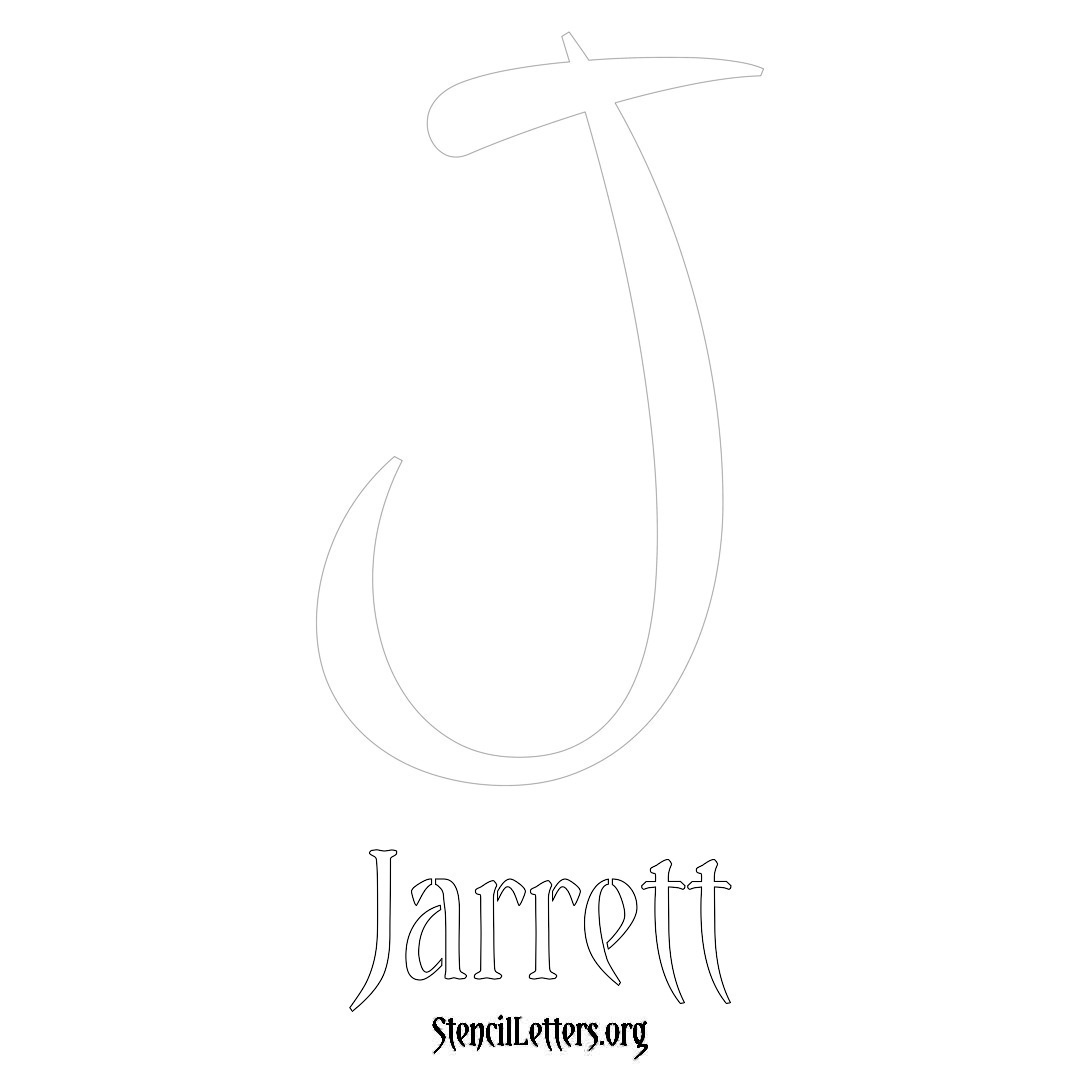 Jarrett printable name initial stencil in Vintage Brush Lettering