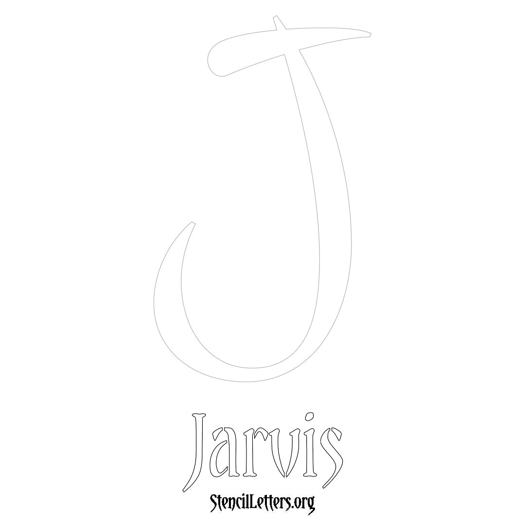 Jarvis printable name initial stencil in Vintage Brush Lettering