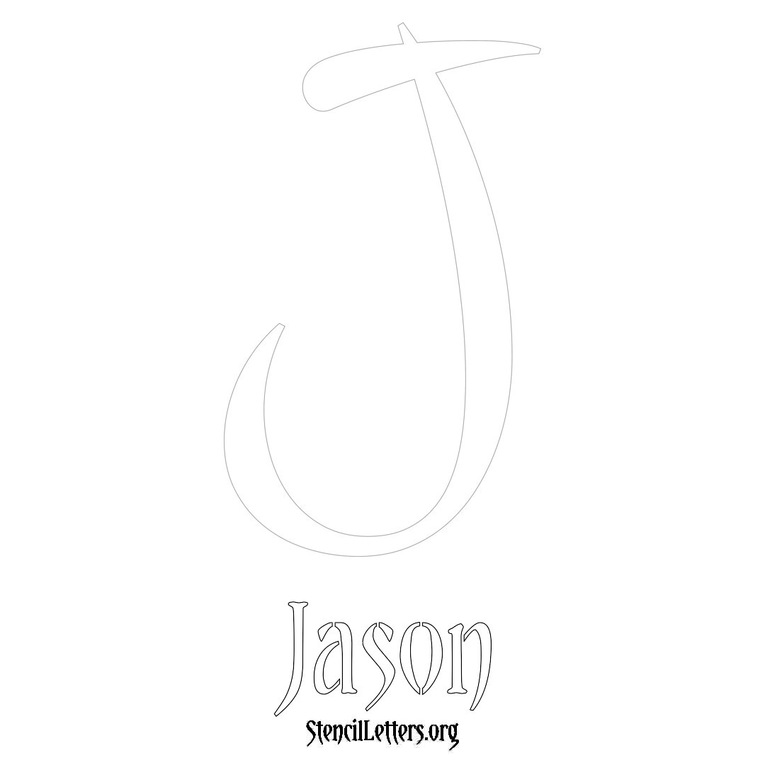 Jason printable name initial stencil in Vintage Brush Lettering