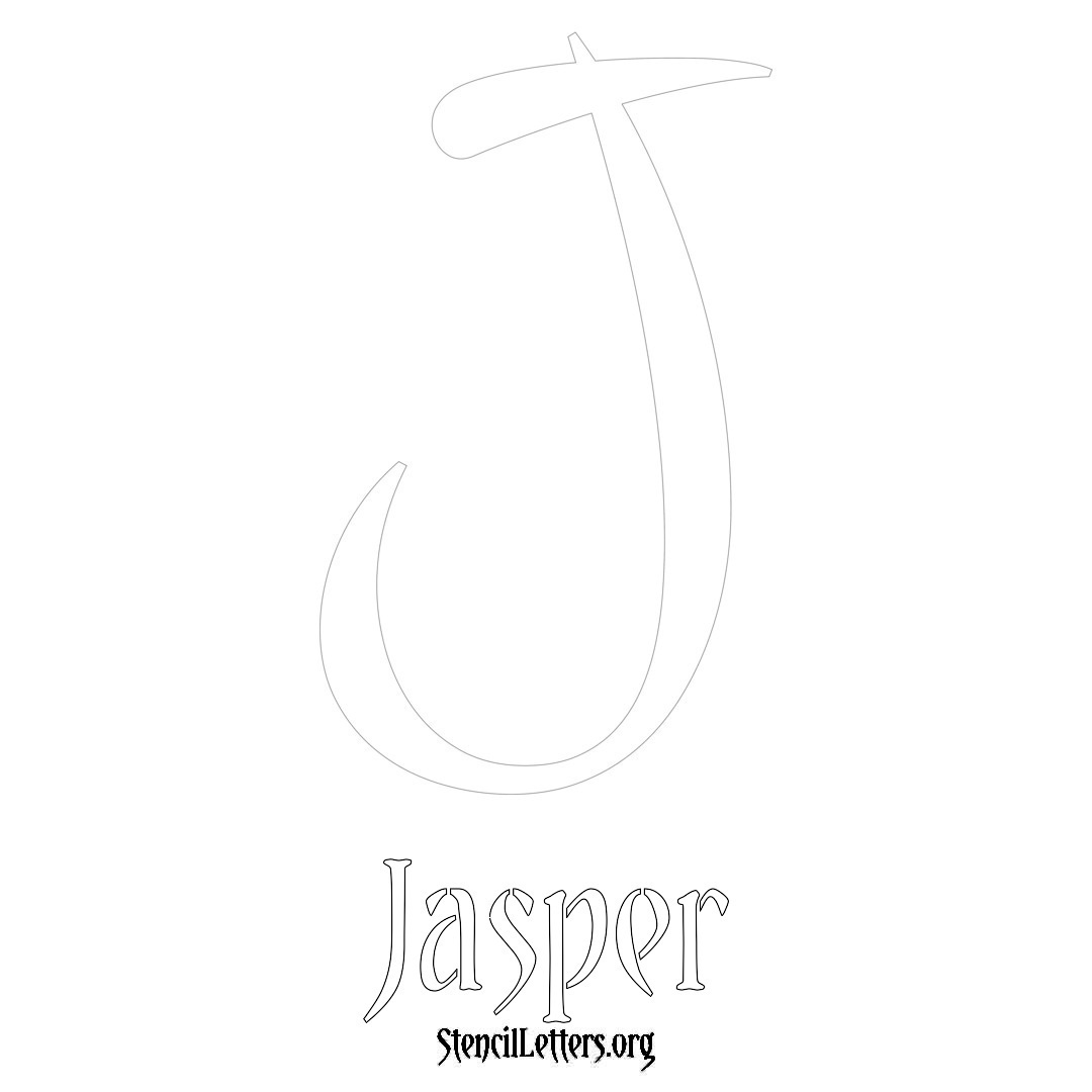 Jasper printable name initial stencil in Vintage Brush Lettering