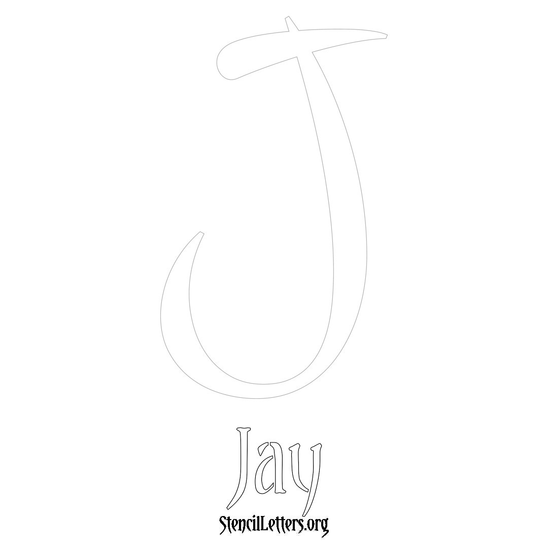 Jay printable name initial stencil in Vintage Brush Lettering