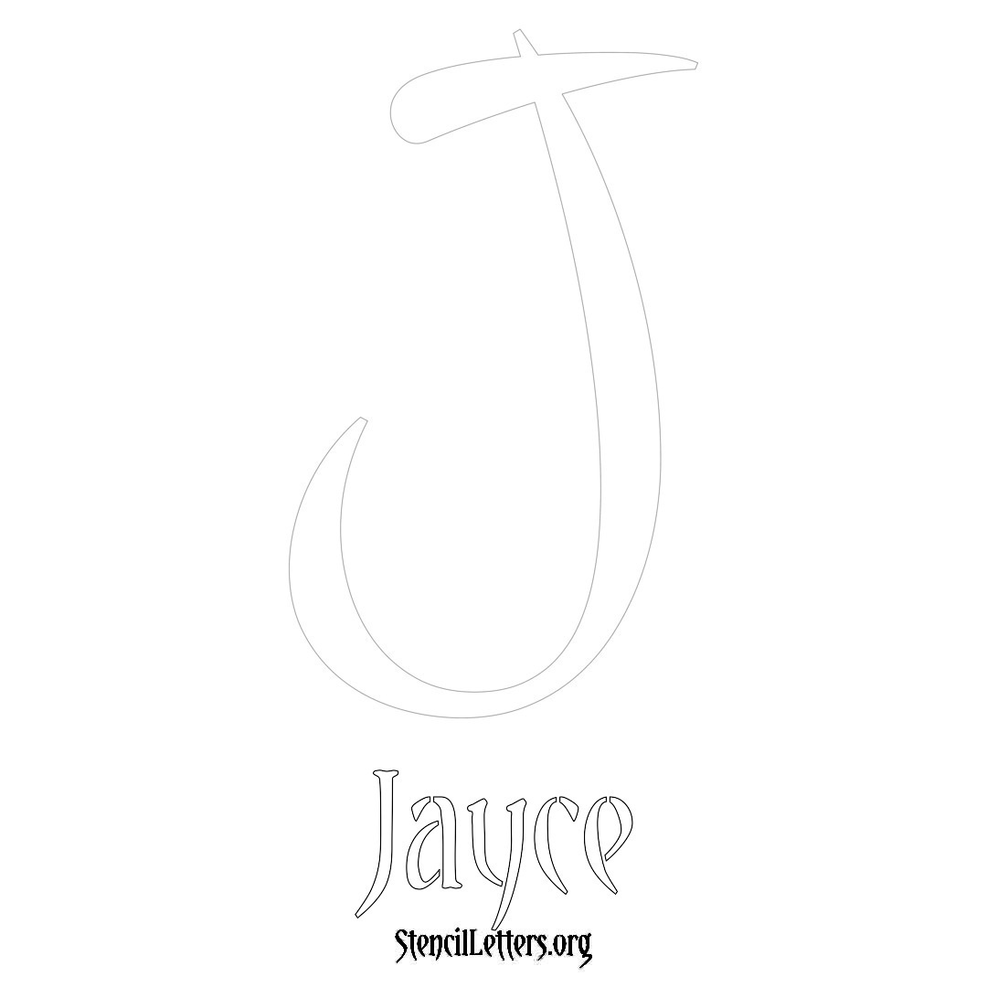 Jayce printable name initial stencil in Vintage Brush Lettering