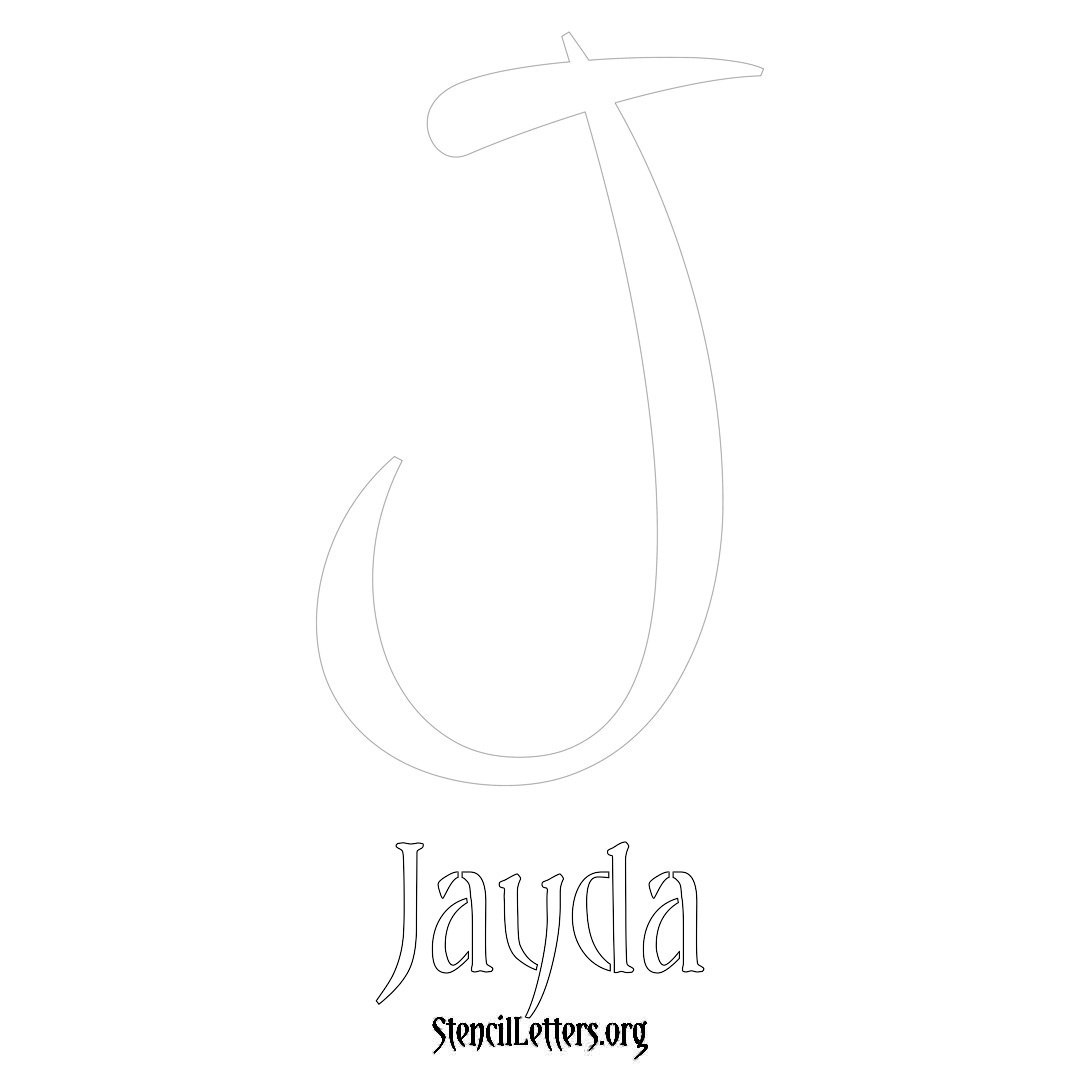 Jayda printable name initial stencil in Vintage Brush Lettering