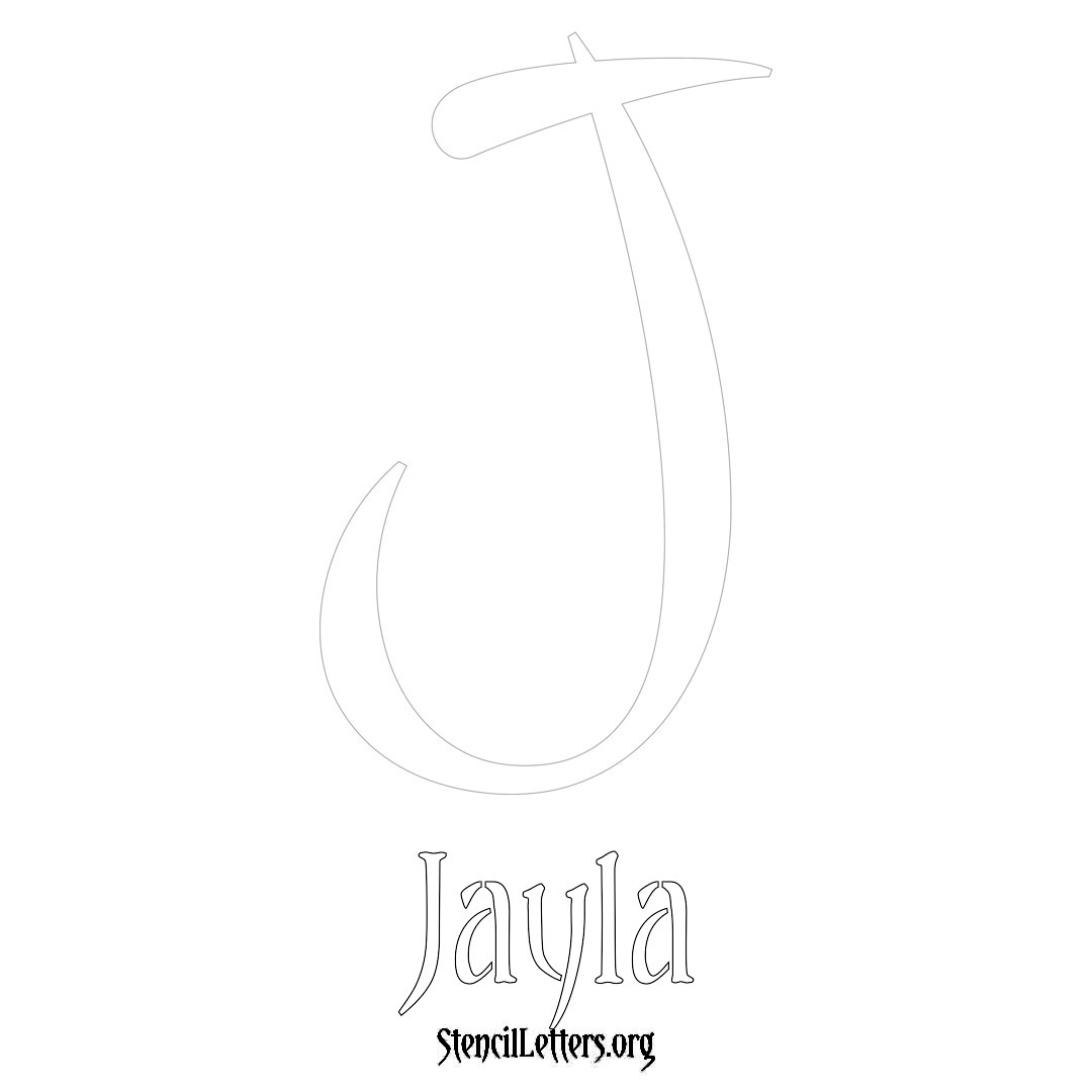 Jayla printable name initial stencil in Vintage Brush Lettering