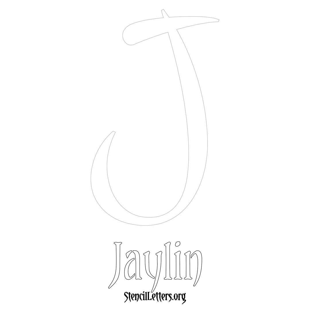 Jaylin printable name initial stencil in Vintage Brush Lettering