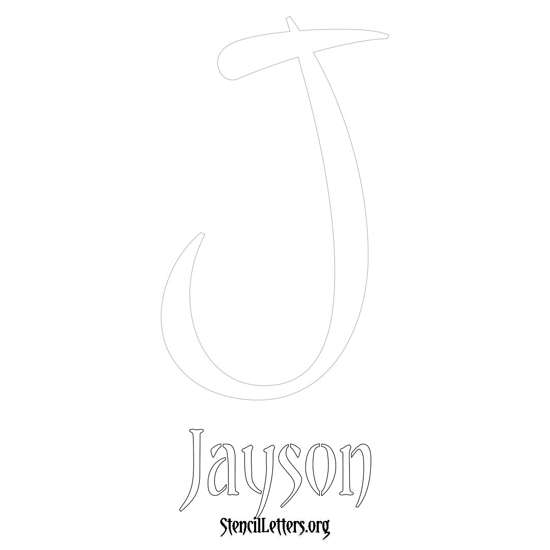 Jayson printable name initial stencil in Vintage Brush Lettering