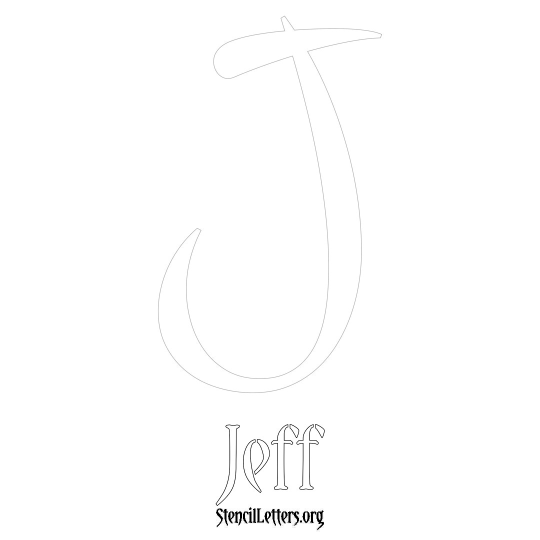 Jeff printable name initial stencil in Vintage Brush Lettering