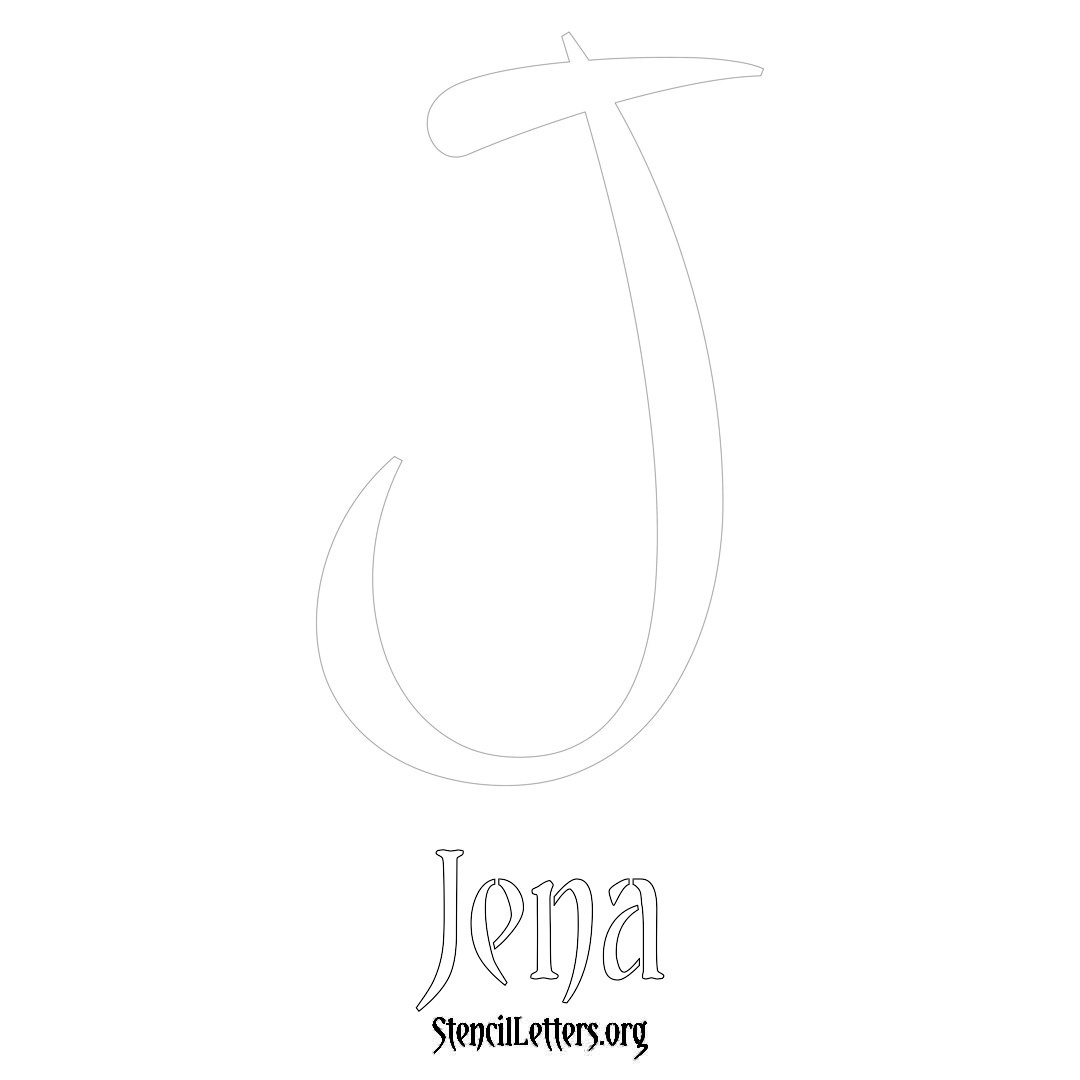 Jena printable name initial stencil in Vintage Brush Lettering