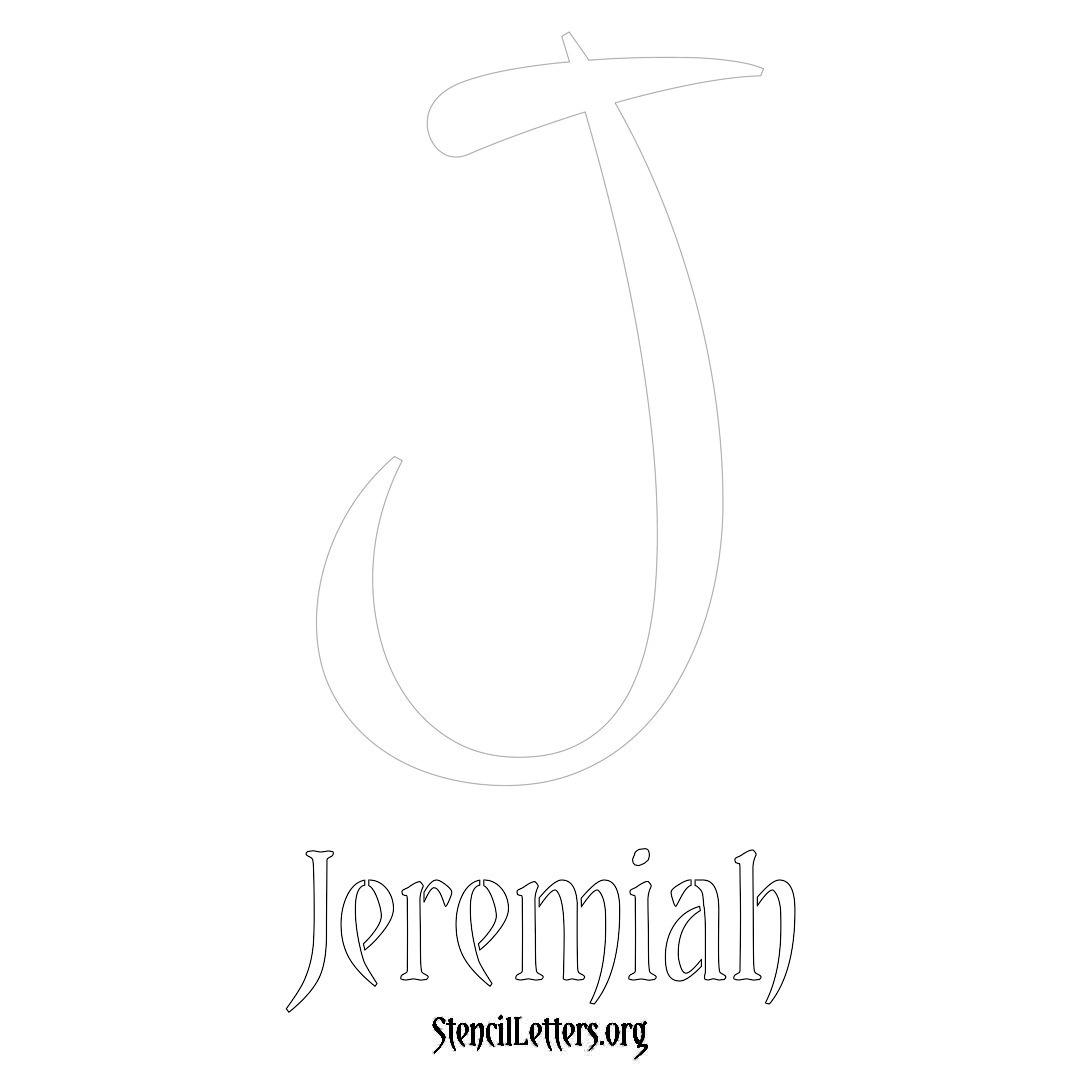 Jeremiah printable name initial stencil in Vintage Brush Lettering