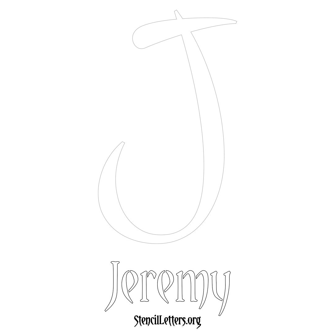 Jeremy printable name initial stencil in Vintage Brush Lettering