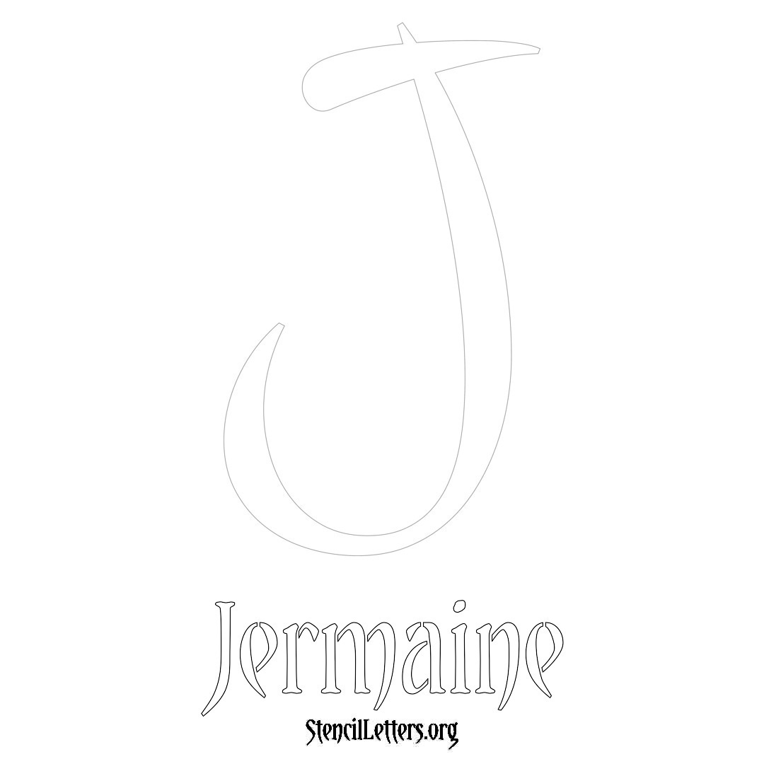 Jermaine printable name initial stencil in Vintage Brush Lettering