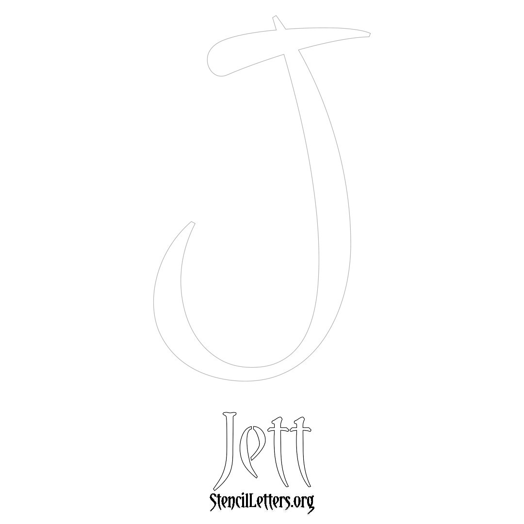 Jett printable name initial stencil in Vintage Brush Lettering