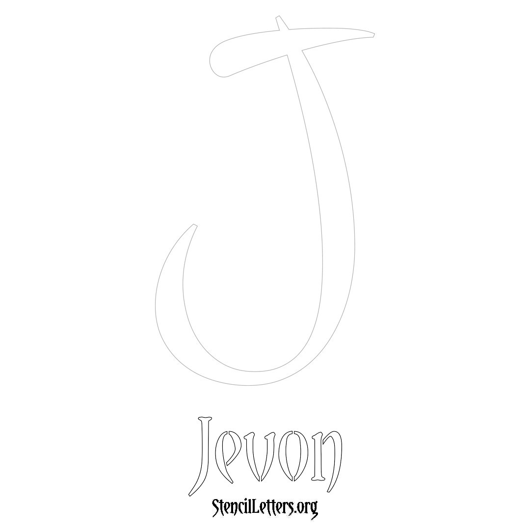 Jevon printable name initial stencil in Vintage Brush Lettering