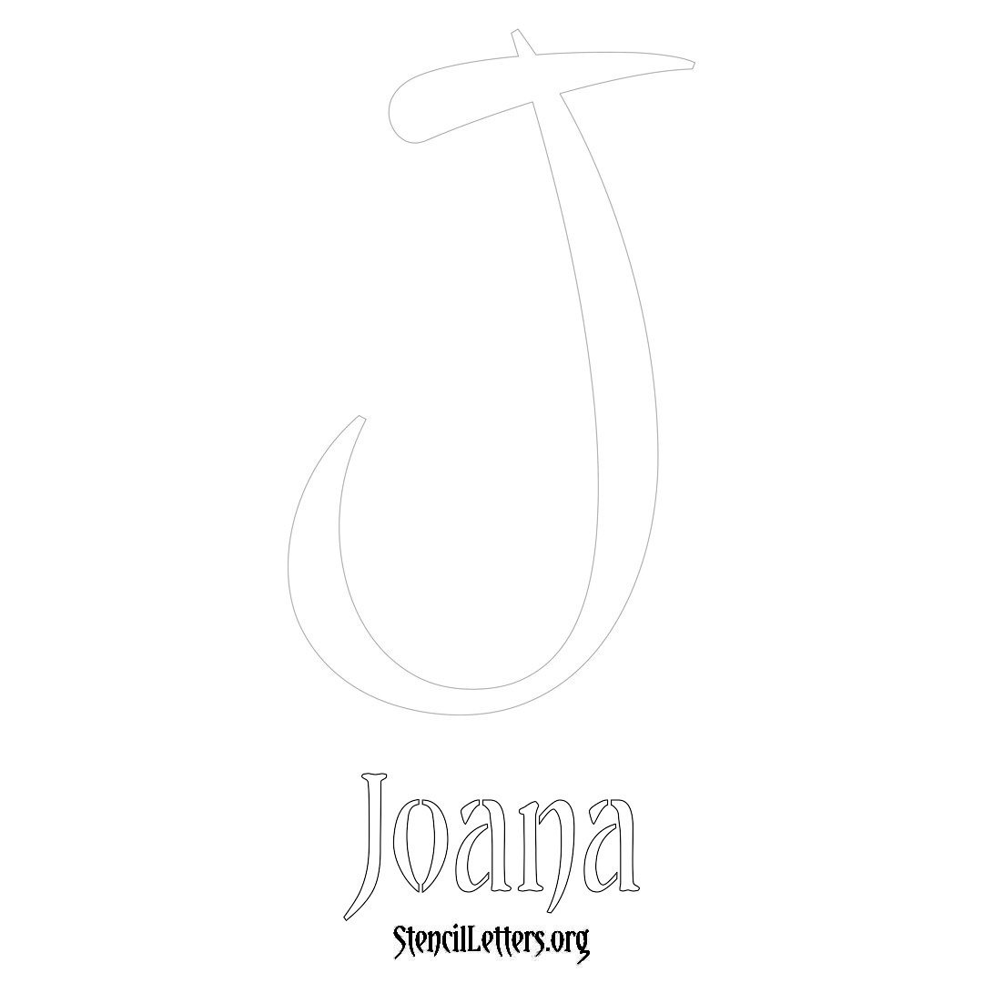 Joana printable name initial stencil in Vintage Brush Lettering