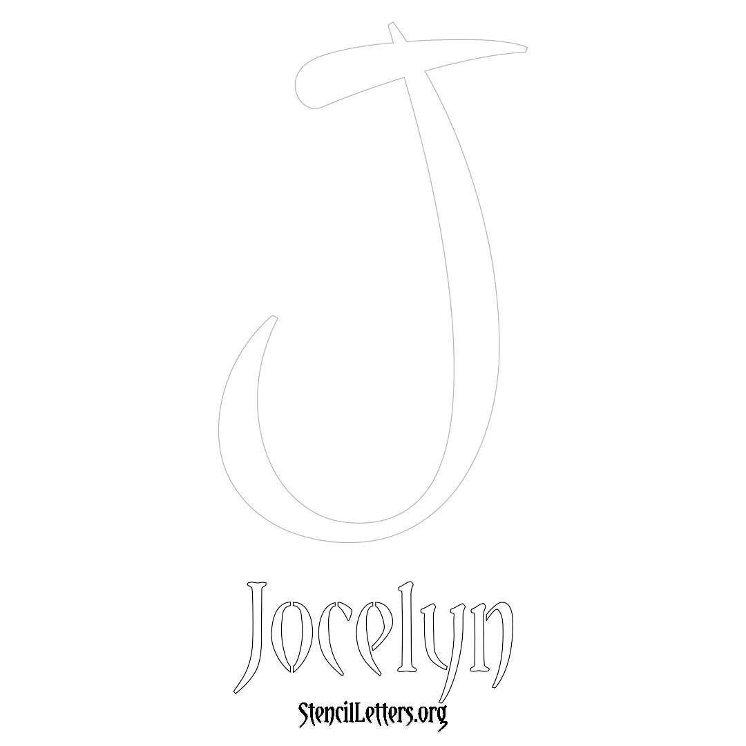Jocelyn printable name initial stencil in Vintage Brush Lettering