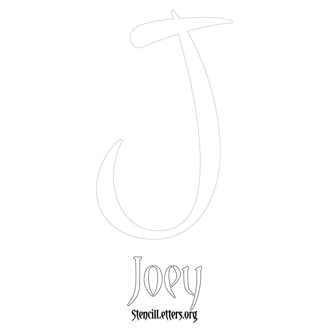 Joey printable name initial stencil in Vintage Brush Lettering