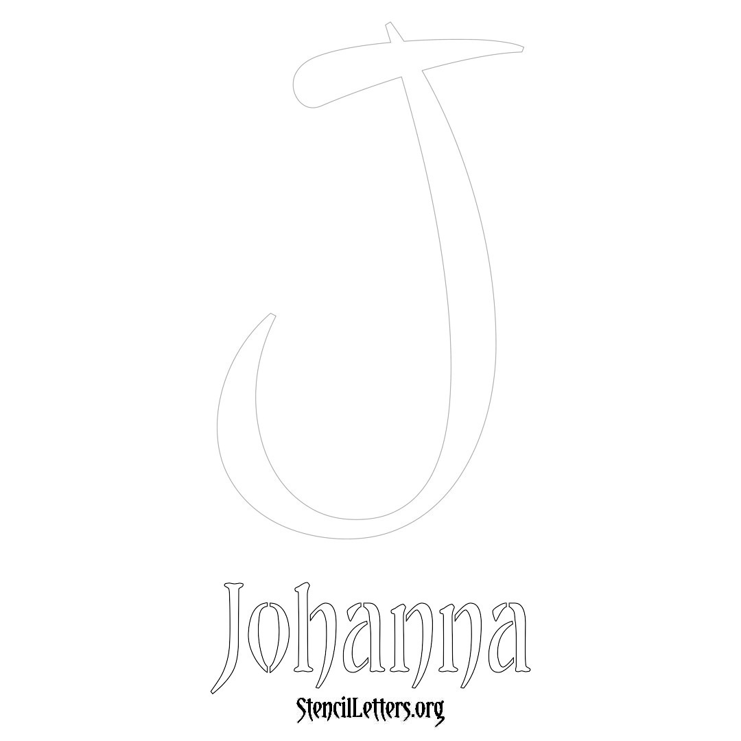 Johanna printable name initial stencil in Vintage Brush Lettering