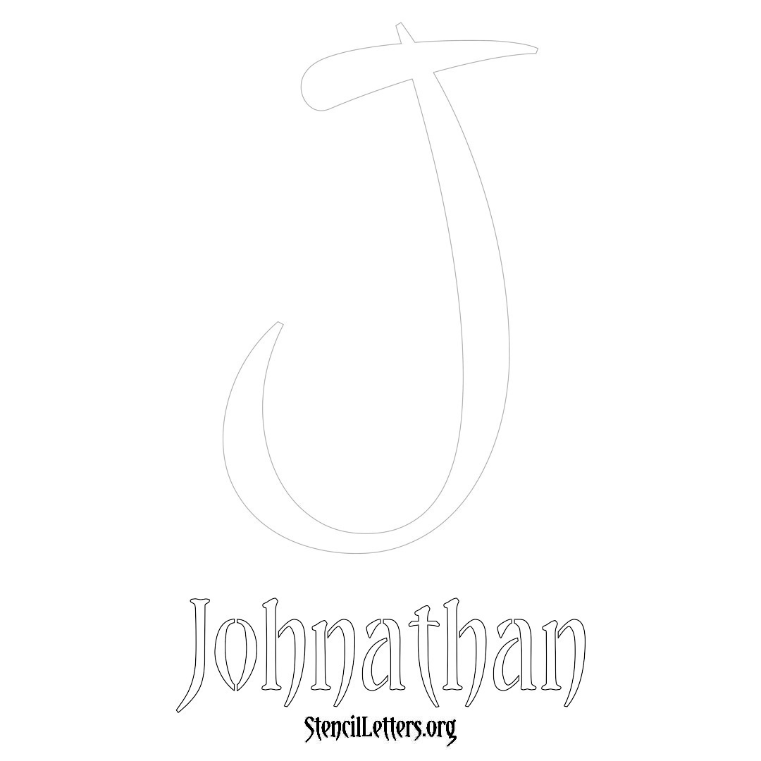 Johnathan printable name initial stencil in Vintage Brush Lettering