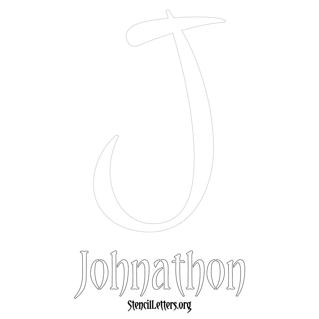 Johnathon printable name initial stencil in Vintage Brush Lettering
