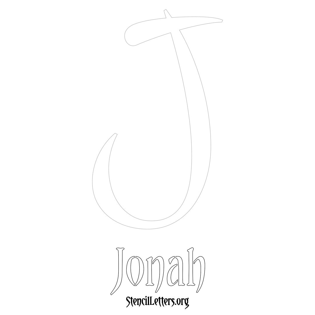 Jonah printable name initial stencil in Vintage Brush Lettering